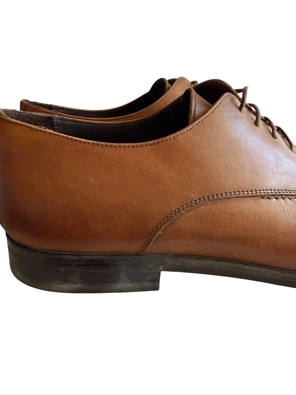 a. testoni M50004 Cognac Brown Leather Cap Toe Derby Dress Shoes Men’s 12 Made i
